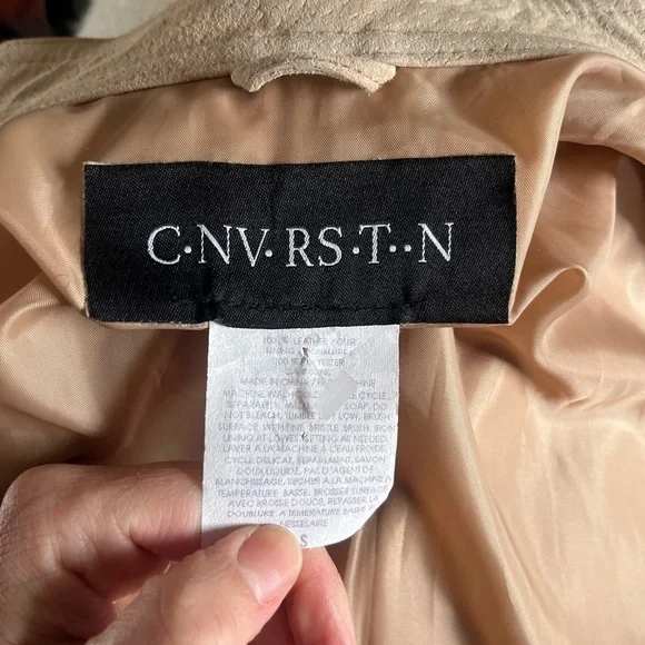 Vintage Suede Women's Tan Military Style Jacket - Picture 6 of 8